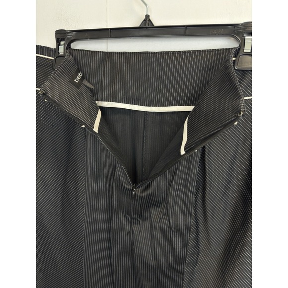 Y2K Vintage BEBE Skirt Suit Black Pinstripe Womens 10 White Piping Lined Blazer - Picture 16 of 16